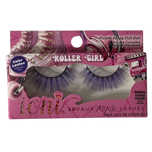 Ioni 3D Faux Mink Lashes Purple Wispy Full Doll Roller Girl Handmade Strip Lash - Picture 1 of 6